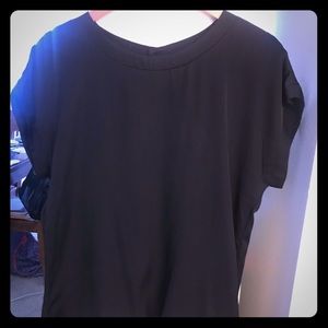 Reiss Black satin blouse with back button detail